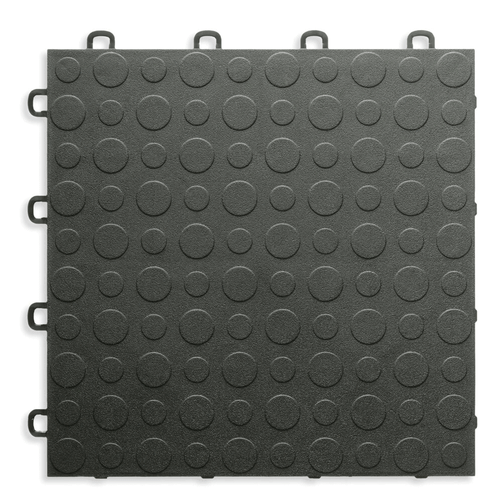 Coin Top Garage Floor Tiles - Black - ModuTile
