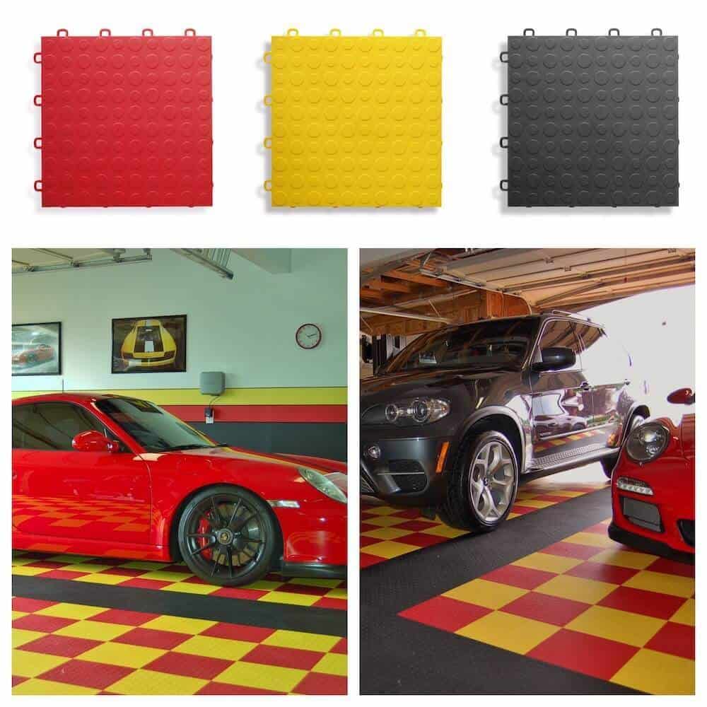 Coin Top Garage Floor Tiles, Modutile Garage Flooring Interlocking Tiles