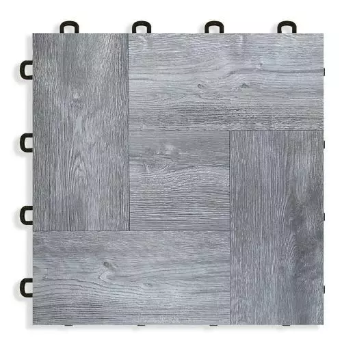 Gray Wood Vinyl Top Interlocking Floor Tile