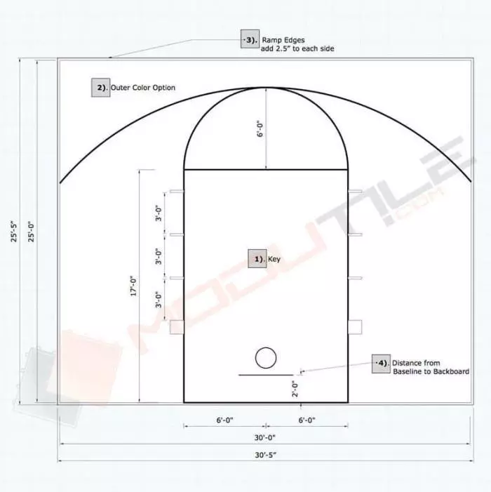 30x25 ModuTile Basketball Floor Tile Kit - plan / drawing