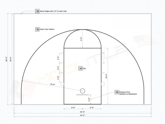 44x29 Outdoor Basketball Court Plan / Drawing