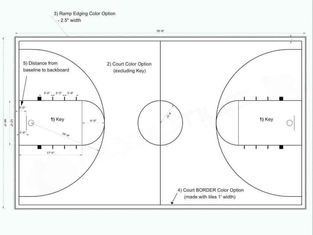 Full Court Basketball Floor, 46x78, Kit, ModuTile | Made in USA