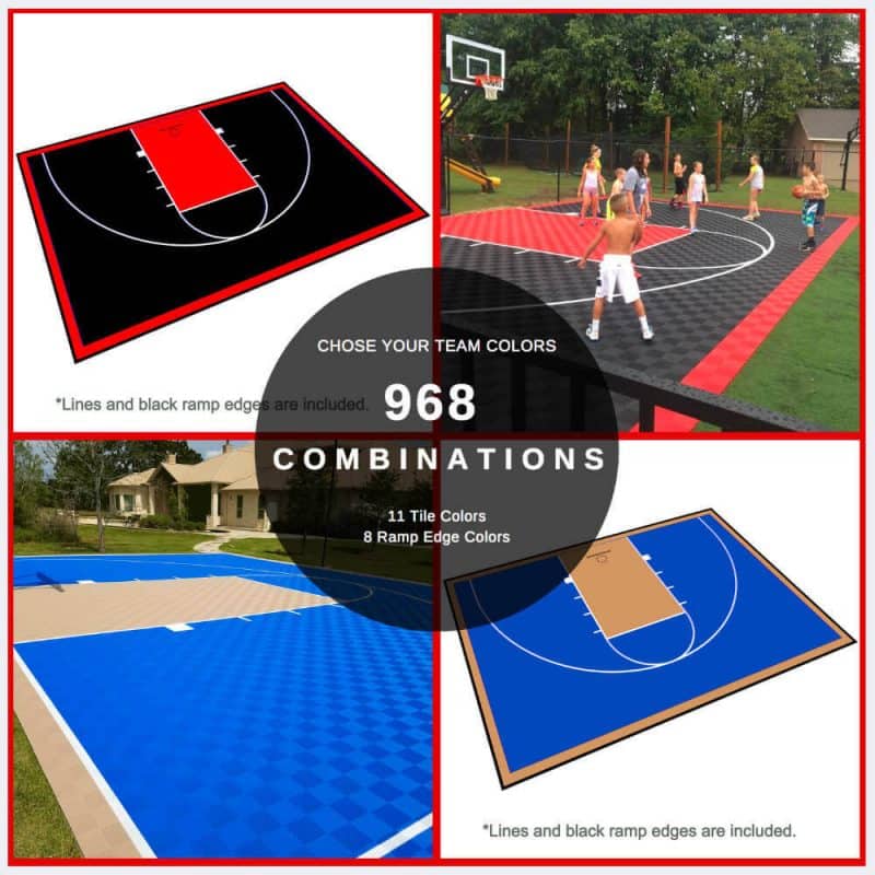 Half Court Basketball Floor, 46x30, Kit - ModuTile Interlocking Sport Tiles