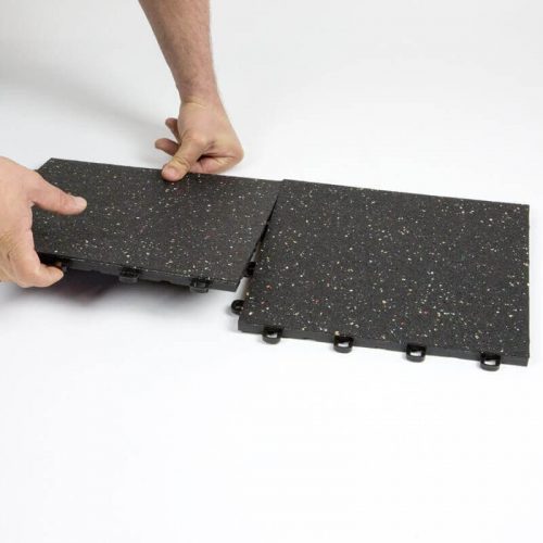 Interlocking Rubber Floor Tiles - Plastic Base - Confetti Flecks