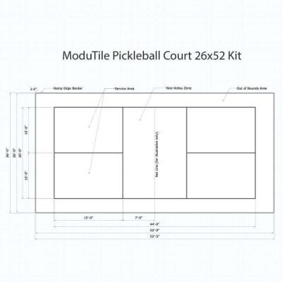Indoor or Outdoor Pickleball Court Flooring - 26x52 Custom Kit