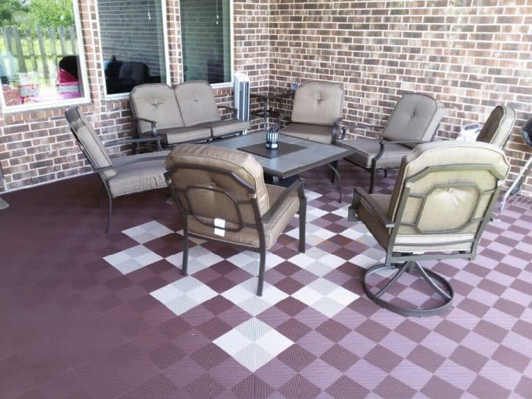 Perforated Interlocking Patio Tiles over concrete Made in USA