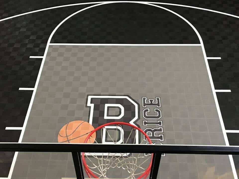 Basketball court surfaces with custom logo and colors to match NBA