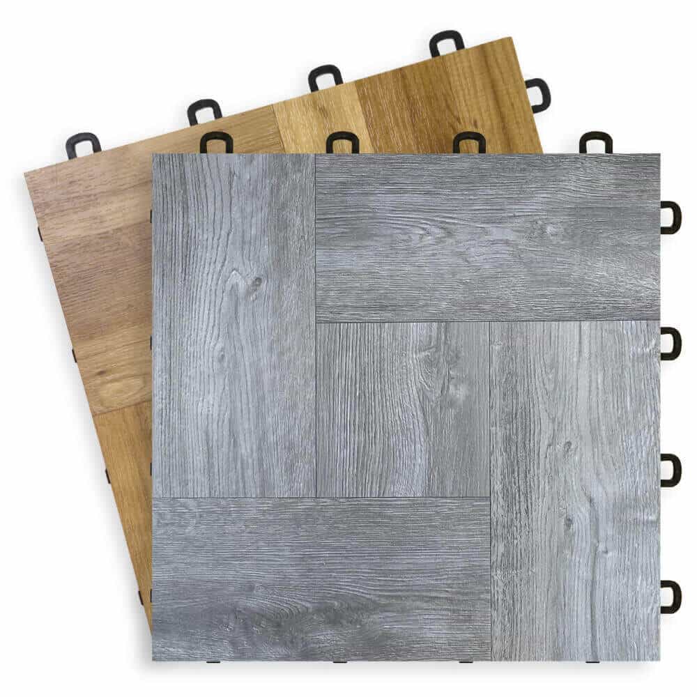 Interlocking Floor Tiles Wood Vinyl Top - ModuTile - Made in USA