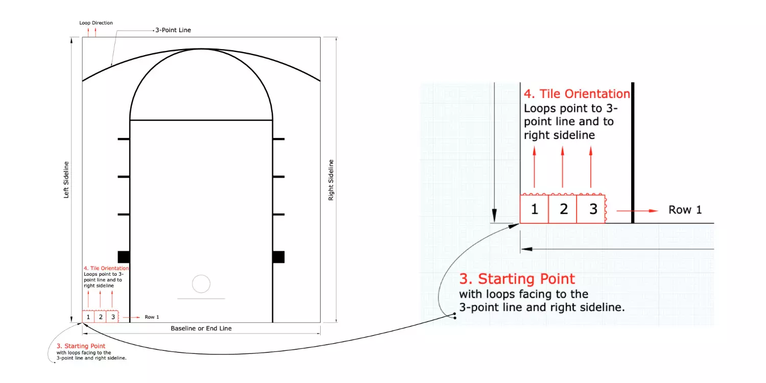 30x30 Basketball Half-Court Floor, Kit - ModuTile Sport Tiles