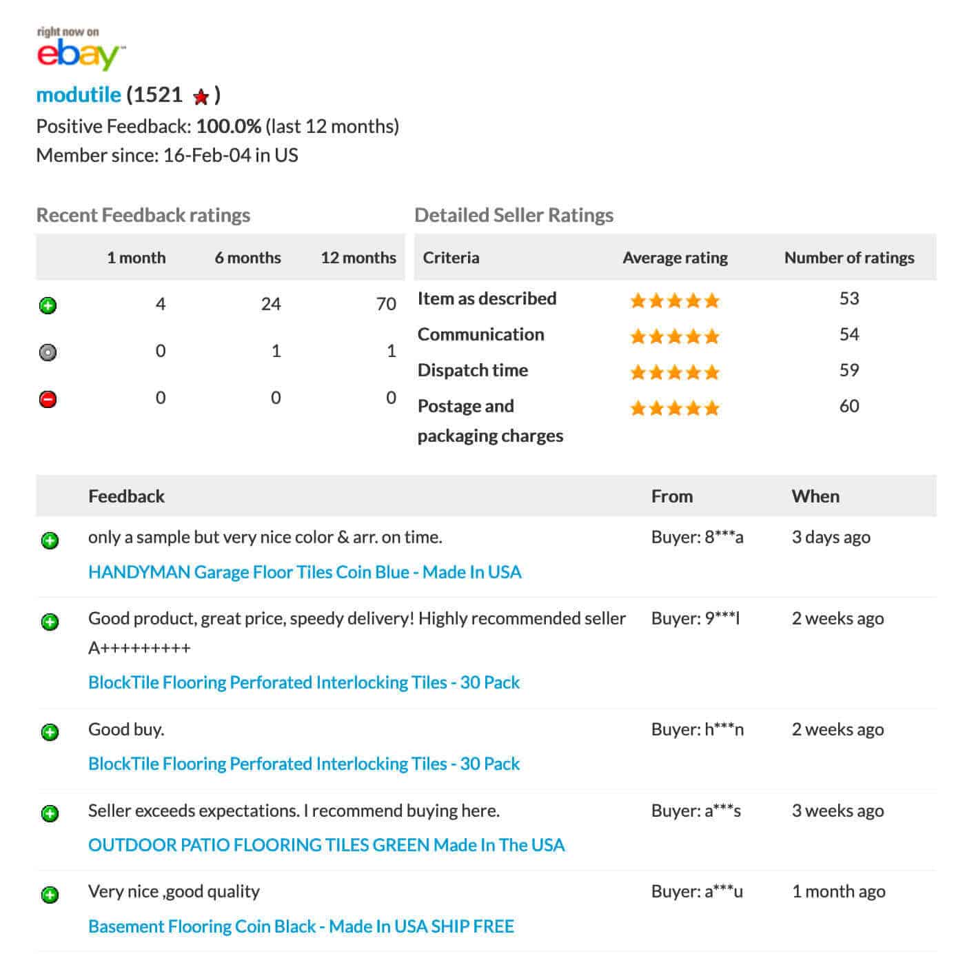 eBay ModuTile Reviews 