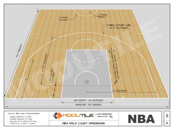 Basketball Half Court Dimensions (Drawings) ModuTile