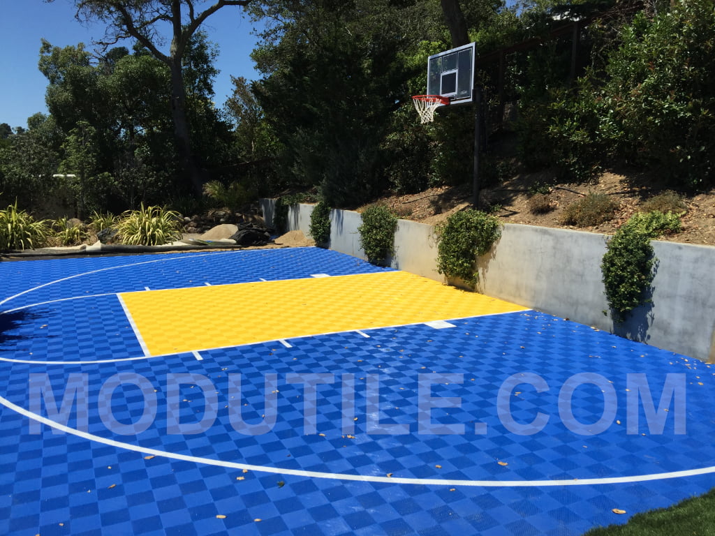 Outdoor/Indoor Basketball court yellow and blue