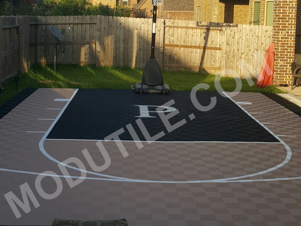 Custom Logo for outdoor basketball court black and beige