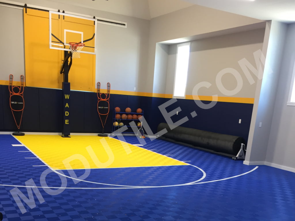 indoor half court custom size yellow and blue