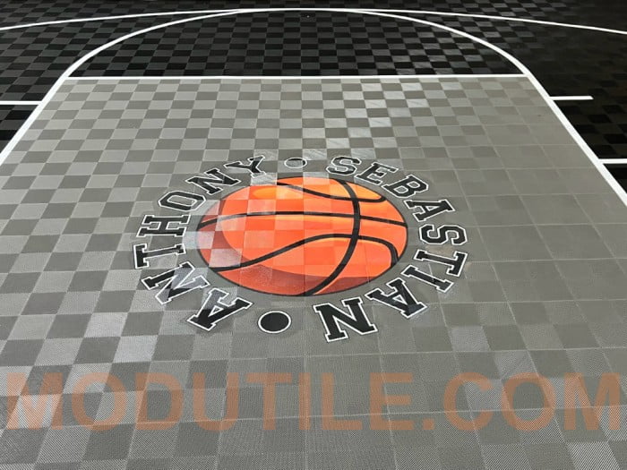 Half court basketball court logo in key