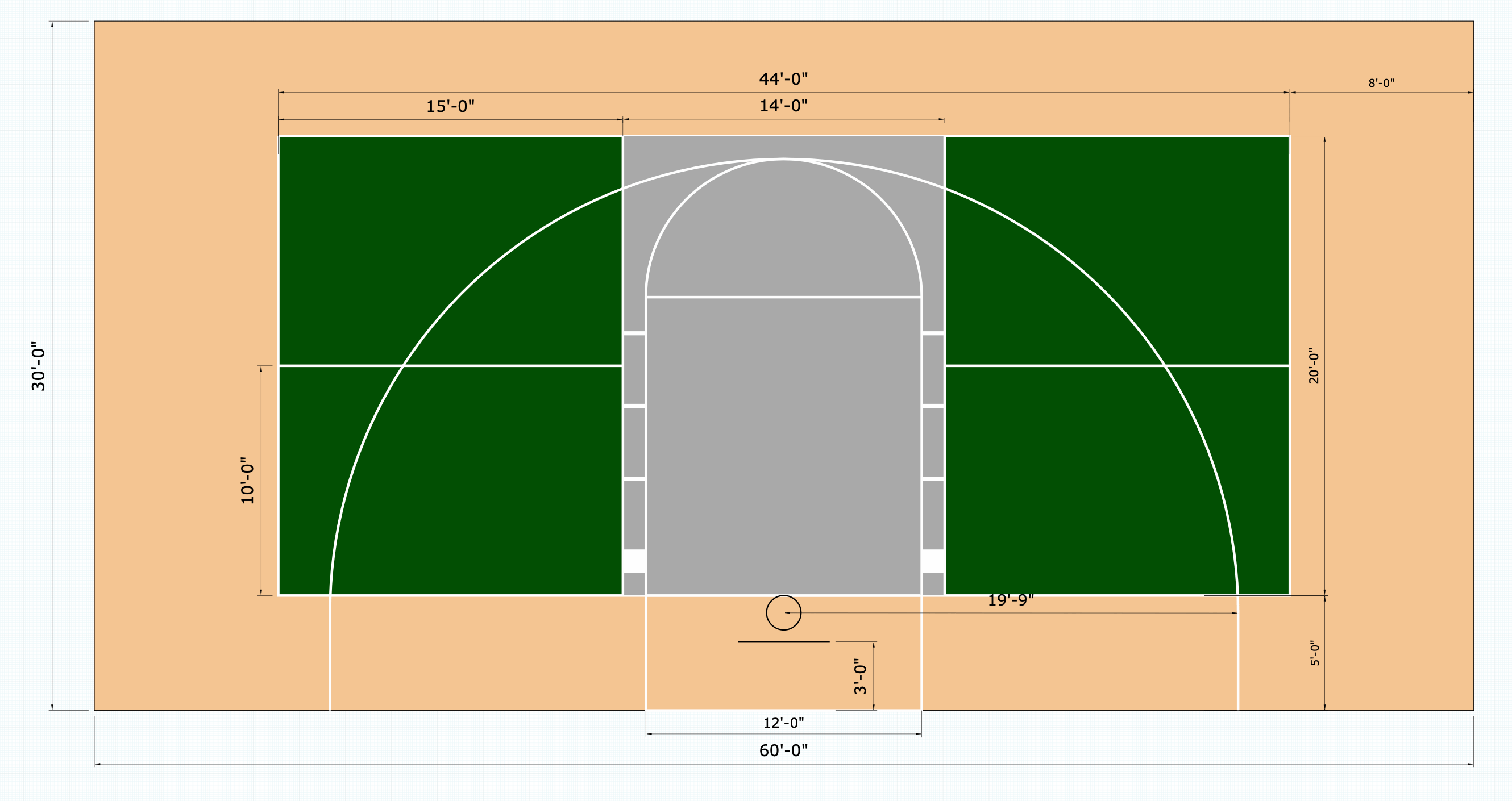Multi Sport Pickleball/Basketball Court Flooring Kit 30x60