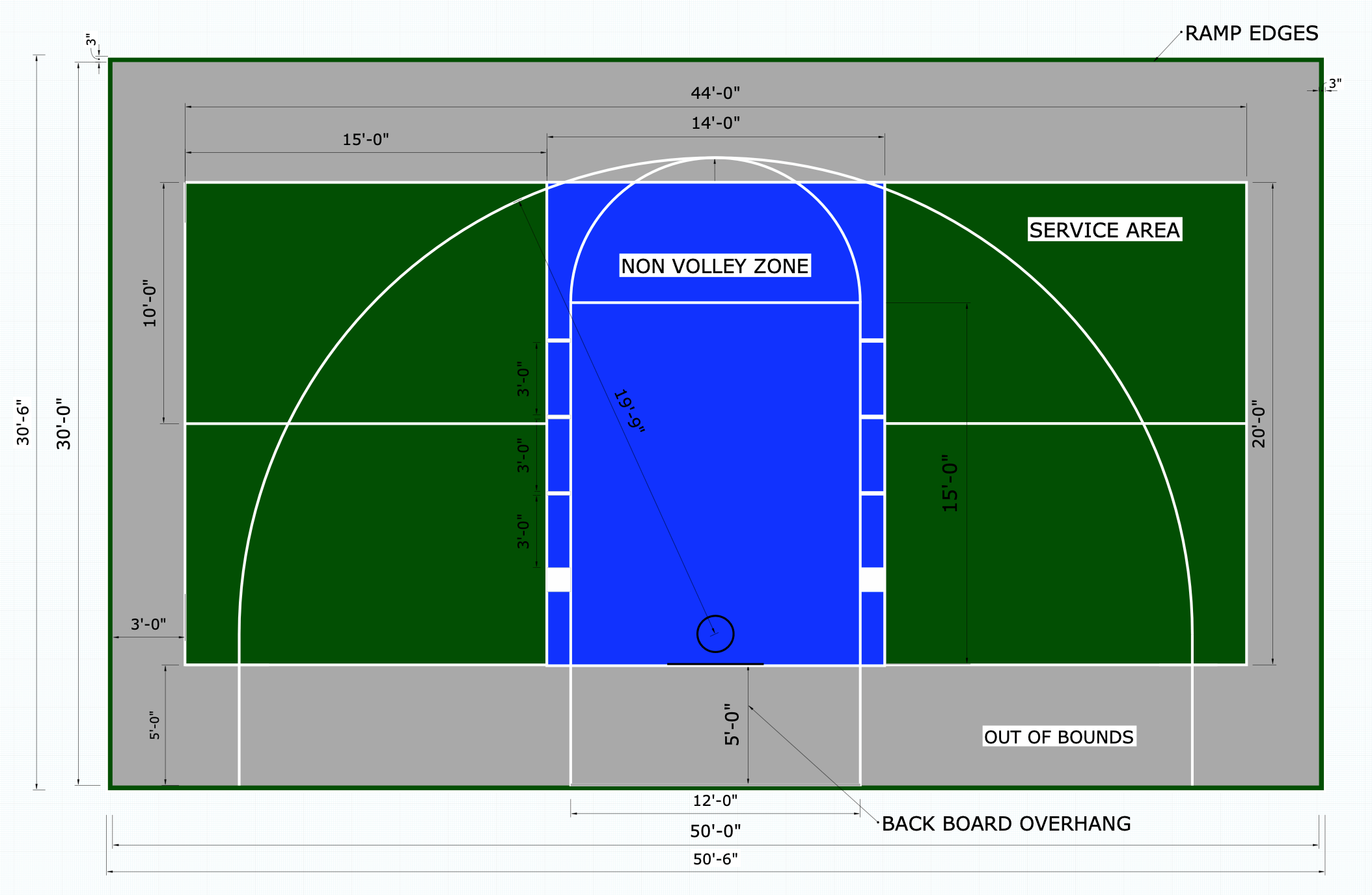Multi Sport Pickleball/Basketball Court Flooring Kit 30x50